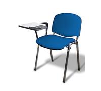 GALIZIA PRIME SEDA PER CONFERENZA ISO, CON BRACCIOLO E TAVOLETTA SCRITTOIO RIBALDABILE, TELAIO IN ACCIAIO CROMATO, RIVESTIMENTO IN FINTA PELLE (FINTA PELLE AZZURRO)
