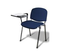 GALIZIA PRIME SEDA PER CONFERENZA ISO, CON BRACCIOLO E TAVOLETTA SCRITTOIO RIBALDABILE, TELAIO IN ACCIAIO CROMATO, RIVESTIMENTO (BLU SCURO SPUGNATO)