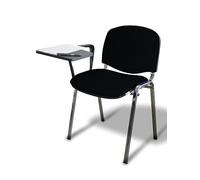 GALIZIA PRIME SEDA PER CONFERENZA ISO, CON BRACCIOLO E TAVOLETTA SCRITTOIO RIBALDABILE, TELAIO IN ACCIAIO CROMATO, RIVESTIMENTO (NERO)