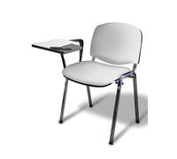 GALIZIA PRIME SEDA PER CONFERENZA ISO, CON BRACCIOLO E TAVOLETTA SCRITTOIO RIBALDABILE, TELAIO IN ACCIAIO CROMATO, RIVESTIMENTO IN FINTA PELLE (FINTA PELLE BIANCA)