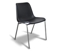 GALIZIA PRIME Sedia per Sala Attesa conferenze, sedia con scocca in plastica resistente colorata, telaio in acciaio cromato (NERO, 1)