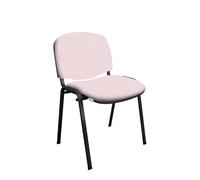 GALIZIA PRIME - Sedia Scrivania Senza Rotelle con Telaio Nero, Sedia Ufficio Senza Ruote Comoda, Impilabile, Sedie per Sala d'Attesa, Sala Riunioni, Conferenze (Finta Pelle - Rosa Chiaro)