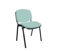 GALIZIA PRIME - Sedia Scrivania Senza Rotelle con Telaio Nero, Sedia Ufficio Senza Ruote Comoda, Impilabile, Sedie per Sala d'Attesa, Sala Riunioni, Conferenze (Finta Pelle - Verde Pastello)