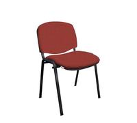 GALIZIA PRIME - Sedia Scrivania Senza Rotelle con Telaio Nero, Sedia Ufficio Senza Ruote Comoda, Impilabile, Sedie per Sala d'Attesa, Sala Riunioni, Conferenze (Tessuto - Rosso Spugna)