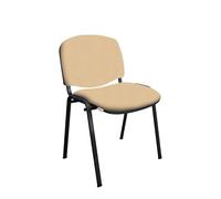 GALIZIA PRIME - Sedia Scrivania Senza Rotelle con Telaio Nero, Sedia Ufficio Senza Ruote Comoda, Impilabile, Sedie per Sala d'Attesa, Sala Riunioni, Conferenze (Tessuto - Panna)