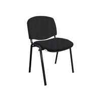 GALIZIA PRIME - Sedia Scrivania Senza Rotelle con Telaio Nero, Sedia Ufficio Senza Ruote Comoda, Impilabile, Sedie per Sala d'Attesa, Sala Riunioni, Conferenze (Tessuto - Grigio Lucido)