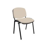 GALIZIA PRIME - Sedia Scrivania Senza Rotelle con Telaio Nero, Sedia Ufficio Senza Ruote Comoda, Impilabile, Sedie per Sala d'Attesa, Sala Riunioni, Conferenze (Finta Pelle - Beige)