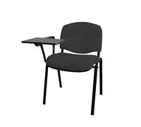 GALIZIA PRIME Sedie Ufficio Senza Ruote con Scrittoio per Sala Riunioni e Conferenze con Telaio Nero, Comodità per i Tuoi Clienti o Studenti, Impilabili Fino a 5 (Tessuto - Grigio)