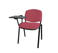 GALIZIA PRIME Sedie Ufficio Senza Ruote con Scrittoio per Sala Riunioni e Conferenze con Telaio Nero, Comodità per i Tuoi Clienti o Studenti, Impilabili Fino a 5 (Tessuto - Rosa)