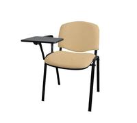 GALIZIA PRIME Sedie Ufficio Senza Ruote con Scrittoio per Sala Riunioni e Conferenze con Telaio Nero, Comodità per i Tuoi Clienti o Studenti, Impilabili Fino a 5 (Tessuto - Panna)