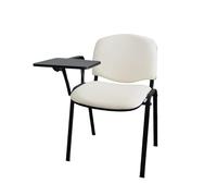 GALIZIA PRIME Sedie Ufficio Senza Ruote con Scrittoio per Sala Riunioni e Conferenze con Telaio Nero, Comodità per i Tuoi Clienti o Studenti, Impilabili Fino a 5 (Finta Pelle - Bianco)