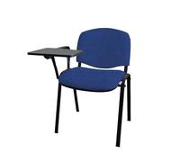 GALIZIA PRIME Sedie Ufficio Senza Ruote con Scrittoio per Sala Riunioni e Conferenze con Telaio Nero, Comodità per i Tuoi Clienti o Studenti, Impilabili Fino a 5 (Tessuto - Blu)