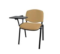 GALIZIA PRIME Sedie Ufficio Senza Ruote con Scrittoio per Sala Riunioni e Conferenze con Telaio Nero, Comodità per i Tuoi Clienti o Studenti, Impilabili Fino a 5 (Finta Pelle - Oro)