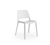 GALIZIA PRIME - Set 4 Sedia Cucina da Interno ed Esterno in Plastica Certificata (56x53x82cm) Sedie da Esterno per Giardino, Veranda, Balcone, Pub, Pizzeria, Impilabili Fino a 5 (Bianca)