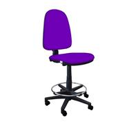 GALIZIA PRIME - Sgabello con Ruote Senza Braccioli Ergonomico con Base Poggiapiedi e Schienale a Contatto Permanente Adatto a Lunghi Orari di Lavoro (FInta Pelle, Viola)