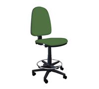 GALIZIA PRIME - Sgabello con Ruote Senza Braccioli Ergonomico con Base Poggiapiedi e Schienale a Contatto Permanente Adatto a Lunghi Orari di Lavoro (FInta Pelle, Verde Scuro)