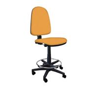 GALIZIA PRIME - Sgabello con Ruote Senza Braccioli Ergonomico con Base Poggiapiedi e Schienale a Contatto Permanente Adatto a Lunghi Orari di Lavoro (Tessuto, Giallo)