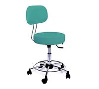 GALIZIA prjme Sgabello con Ruote e Schienale Girevole, Sgabello Lavoro con Schienale ed Altezza Regolabili, per Centri Estetici, Tatuatori, Imbottitura Alta 7cm, Prodotto Italiano (TURCHESE)