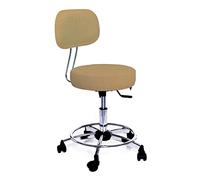 GALIZIA prjme Sgabello con Ruote e Schienale Girevole, Sgabello Lavoro con Schienale ed Altezza Regolabili, per Centri Estetici, Tatuatori, Imbottitura Alta 7cm, Prodotto Italiano (ORO)