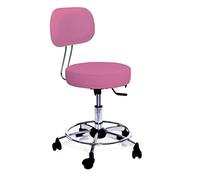 GALIZIA prjme Sgabello con Ruote e Schienale Girevole, Sgabello Lavoro con Schienale ed Altezza Regolabili, per Centri Estetici, Tatuatori, Imbottitura Alta 7cm, Prodotto Italiano (ROSA)