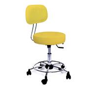 GALIZIA prjme Sgabello con Ruote e Schienale Girevole, Sgabello Lavoro con Schienale ed Altezza Regolabili, per Centri Estetici, Tatuatori, Imbottitura Alta 7cm, Prodotto Italiano (GIALLO)