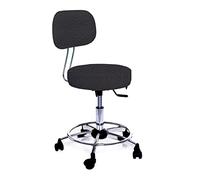 GALIZIA prjme Sgabello con Ruote e Schienale Girevole, Sgabello Lavoro con Schienale ed Altezza Regolabili, per Centri Estetici, Tatuatori, Imbottitura Alta 7cm, Prodotto Italiano (NERO)