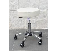 GALIZIA Prjme Sgabello Girevole, Base con Ruote, Regolabile in Altezza con LEVETTA A Gas, Rivestimento in ECOPELLE LAVABILE 100% (PANNA)