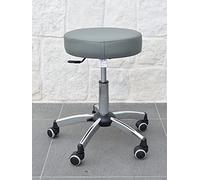 GALIZIA Prjme Sgabello Girevole Centro ESTETICO, STUDIO MEDICO, DENTISTICO E PODOLOGO, Base con Ruote, Regolabile in Altezza con LEVETTA A Gas, Rivestimento in ECOPELLE LAVABILE 100% (GRIGIO)
