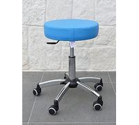 GALIZIA Prjme Sgabello Girevole Centro ESTETICO, STUDIO MEDICO, DENTISTICO E PODOLOGO, Base con Ruote, Regolabile in Altezza con LEVETTA A Gas, Rivestimento in ECOPELLE LAVABILE 100% (AZZURRO)