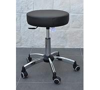 GALIZIA Prjme Sgabello Girevole Centro ESTETICO, STUDIO MEDICO, DENTISTICO E PODOLOGO, Base con Ruote, Regolabile in Altezza con LEVETTA A Gas, Rivestimento in ECOPELLE LAVABILE 100% (NERO)