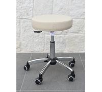 GALIZIA Prjme Sgabello Girevole Centro ESTETICO, STUDIO MEDICO, DENTISTICO E PODOLOGO, Base con Ruote, Regolabile in Altezza con LEVETTA A Gas, Rivestimento in ECOPELLE LAVABILE 100% (BEIGE)