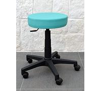GALIZIA Prjme Sgabello Girevole Centro ESTETICO, STUDIO MEDICO, DENTISTICO E PODOLOGO, Base con Ruote, Regolabile in Altezza con LEVETTA A Gas, Rivestimento in ECOPELLE LAVABILE 100% (TURCHESE)