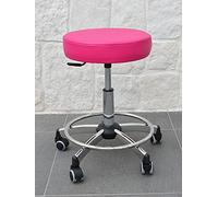 GALIZIA Prjme Sgabello Girevole Centro ESTETICO, STUDIO MEDICO, DENTISTICO E PODOLOGO, Base in acciaio con Ruote, Regolabiile in altezza a Gas, Rivestimento in ECOPELLE LAVABILE 100% (FUCSIA)