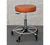 GALIZIA Prjme Sgabello Girevole Centro ESTETICO, STUDIO MEDICO, DENTISTICO E PODOLOGO, Base in acciaio con Ruote, Regolabiile in altezza a Gas, Rivestimento in ECOPELLE LAVABILE 100% (BRONZO)