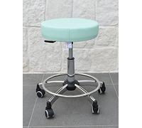 GALIZIA Prjme Sgabello Girevole Centro ESTETICO, STUDIO MEDICO, DENTISTICO E PODOLOGO, Base in acciaio con Ruote, Regolabiile in altezza a Gas, Rivestimento in ECOPELLE LAVABILE 100% (VERDE PASTELLO)