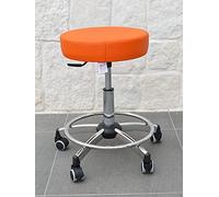 GALIZIA Prjme Sgabello Girevole Centro ESTETICO, STUDIO MEDICO, DENTISTICO E PODOLOGO, Base in acciaio con Ruote, Regolabiile in altezza a Gas, Rivestimento in ECOPELLE LAVABILE 100% (ARANCIO)