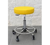 GALIZIA Prjme Sgabello Girevole Centro ESTETICO, STUDIO MEDICO, DENTISTICO E PODOLOGO, Base in acciaio con Ruote, Regolabiile in altezza a Gas, Rivestimento in ECOPELLE LAVABILE 100% (GIALLO)