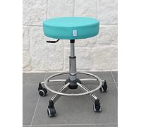 GALIZIA Prjme Sgabello Girevole Centro ESTETICO, STUDIO MEDICO, DENTISTICO E PODOLOGO, Base in acciaio con Ruote, Regolabiile in altezza a Gas, Rivestimento in ECOPELLE LAVABILE 100% (TURCHESE)