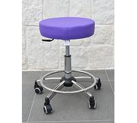 GALIZIA Prjme Sgabello Girevole Centro ESTETICO, STUDIO MEDICO, DENTISTICO E PODOLOGO, Base in acciaio con Ruote, Regolabiile in altezza a Gas, Rivestimento in ECOPELLE LAVABILE 100% (VIOLA)
