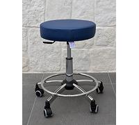 GALIZIA Prjme Sgabello Girevole Centro ESTETICO, STUDIO MEDICO, DENTISTICO E PODOLOGO, Base in acciaio con Ruote, Regolabiile in altezza a Gas, Rivestimento in ECOPELLE LAVABILE 100% (BLU)