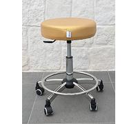 GALIZIA Prjme Sgabello Girevole Centro ESTETICO, STUDIO MEDICO, DENTISTICO E PODOLOGO, Base in acciaio con Ruote, Regolabiile in altezza a Gas, Rivestimento in ECOPELLE LAVABILE 100% (ORO)