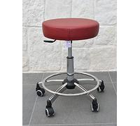 GALIZIA Prjme Sgabello Girevole Centro ESTETICO, STUDIO MEDICO, DENTISTICO E PODOLOGO, Base in acciaio con Ruote, Regolabiile in altezza a Gas, Rivestimento in ECOPELLE LAVABILE 100% (BORDEAUX)