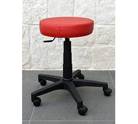 GALIZIA Prjme Sgabello Girevole Centro ESTETICO, STUDIO MEDICO, DENTISTICO , PODOLOGO, Base con Ruote, Regolabile in Altezza con LEVETTA A Gas, in ECOPELLE LAVABILE 100% (ROSSO)