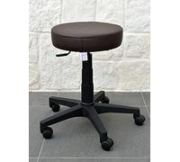 GALIZIA Prjme Sgabello Girevole Centro ESTETICO, STUDIO MEDICO, DENTISTICO, PODOLOGO, Base con Ruote, Regolabile in Altezza con LEVETTA A Gas, in ECOPELLE LAVABILE 100% (MARRONE)