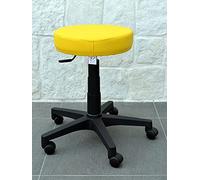 GALIZIA Prjme Sgabello Girevole per Centro ESTETICO, STUDIO MEDICO, DENTISTICO PER STUDIO PODOLOGO, Base con Ruote, Regolabile in Altezza A Gas, in ECOPELLE LAVABILE 100% (GIALLO)