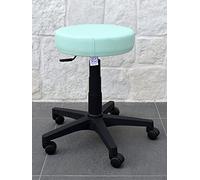 GALIZIA Prjme Sgabello Girevole per Centro ESTETICO, STUDIO MEDICO, DENTISTICO PER STUDIO PODOLOGO, Base con Ruote, Regolabile in Altezza A Gas, in ECOPELLE LAVABILE 100% (VERDE PASTELLO)