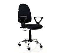 GALIZIA Sedia da Ufficio, per SCRIVANIA ERGONOMICA, ELEVAZIONE A Gas, Contatto Permanente, con BRACCIOLI Gia' MONTATI, Base CROMATA con Ruote, Prodotto in Italia, CERTIFICATA (Nero, Tessuto)