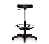 GALIZIA Sgabello da lavoro con poggiapiedi Sgabello girevole per salone estetico Sgabello per ambulatorio medico dentista, con rotelle o piedini, rotazione libera di 360°, 7 cm di imbottitura, (rosso)