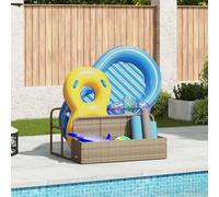 vidaXL Galleggiante a Bordo Piscina Beige 110x100x57 cm in Polyrattan, deposito a Bordo Piscina, cestello portaoggetti a Bordo Piscina, Carrello per Piscina all'aperto