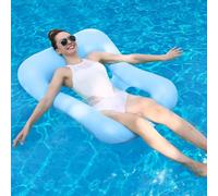 Galleggiante d'acqua galleggiante scozzese multifunzionale in tinta unita per adulti per riposare e fare il bagno al sole, giocattolo gonfiabile per feste in acqua (azzurro)